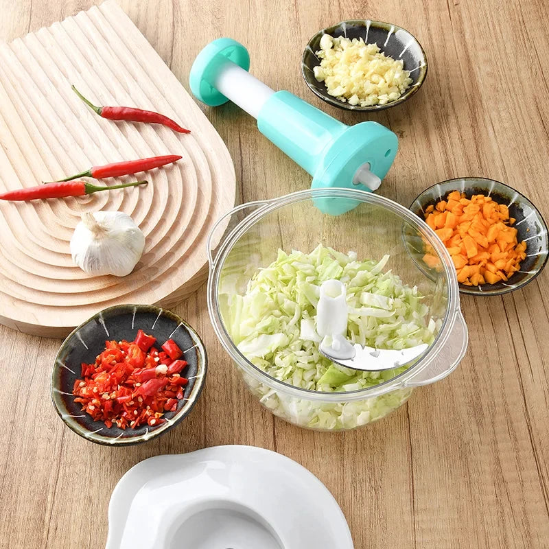 Manual Hand Push Chopper – Multifunctional Hand Pat Chopper and Mixer 2L