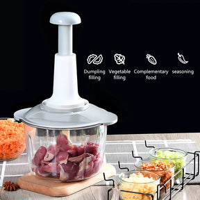 Manual Hand Push Chopper – Multifunctional Hand Pat Chopper and Mixer 2L