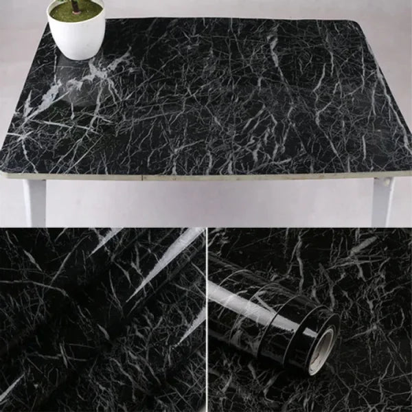 Self Adhesive Black Marble Sheet Sticker For Kitchen, Cupboard, Wall – Anti Oil And Heat Resistant Wallpaper (60*200)