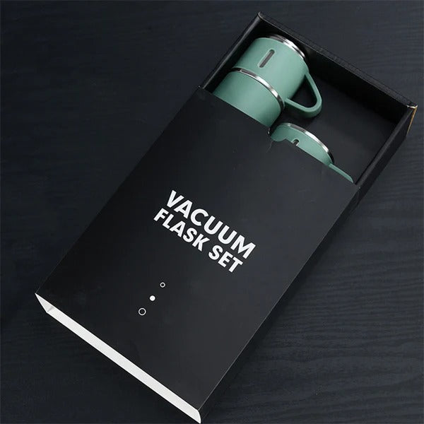 Vacuum Flask Set With 3 Cups- 500-ML Bottle Gift Pack - Hot & Cold