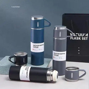 Vacuum Flask Set With 3 Cups- 500-ML Bottle Gift Pack - Hot & Cold