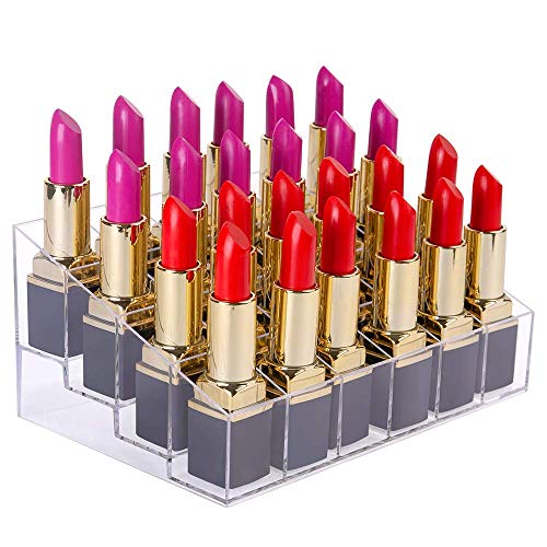 Lipstick Holder, 24 Slots Clear Acrylic Lipstick Organizer Display Transparent Makeup Organizer(24 slots)