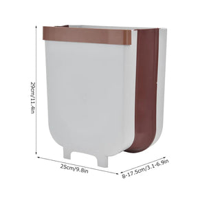 9L Kitchen Wall Mounted Foldable Waste Bin Hanging Trash Can Collapsible -Multicolor