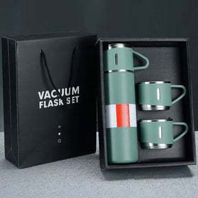 Vacuum Flask Set With 3 Cups- 500-ML Bottle Gift Pack - Hot & Cold