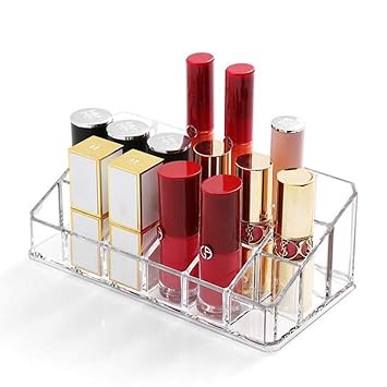 Lipstick Holder 18 Spaces Lipgloss Organizer, 3 Rows - Multi Level, Makeup Holder & Cosmetics Storage Display