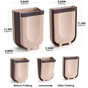 9L Kitchen Wall Mounted Foldable Waste Bin Hanging Trash Can Collapsible -Multicolor