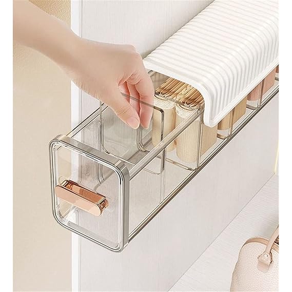 Transparent Drawer Underwear Organizer Divider, Wall Mount 6 Cell Drawer Storage Boxes and Acrylic Organizer for Lingerie, Socks Organization and Storage (1pcs)