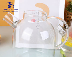 High borosilicate heat resistant glass teapot with bamboo lid