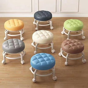 Movable Mini Kids Stool Office Massage Stools Multi-Functional Beauty Sewing Round Stool with Wheels for Office Fitness Centers Salons Spas Living Room