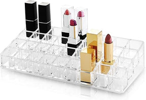 36 Compartment Acrylic Lipstick Organizer, Clear and Transparent Cosmetic Beauty Vanity Holder Storage