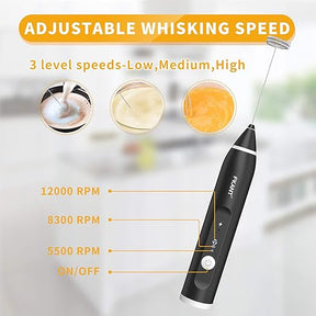 Rechargeable Coffee Milk Shaker Maker Frother Foamer USB Charging Egg Beater Coffee Beater Handheld 3-Speed Adjustable Blender