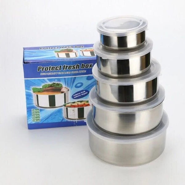 5pcs Stainless Steel Container with Cover