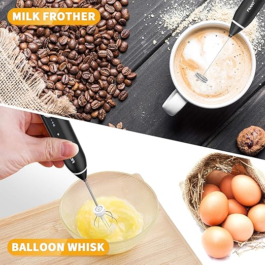 Rechargeable Coffee Milk Shaker Maker Frother Foamer USB Charging Egg Beater Coffee Beater Handheld 3-Speed Adjustable Blender