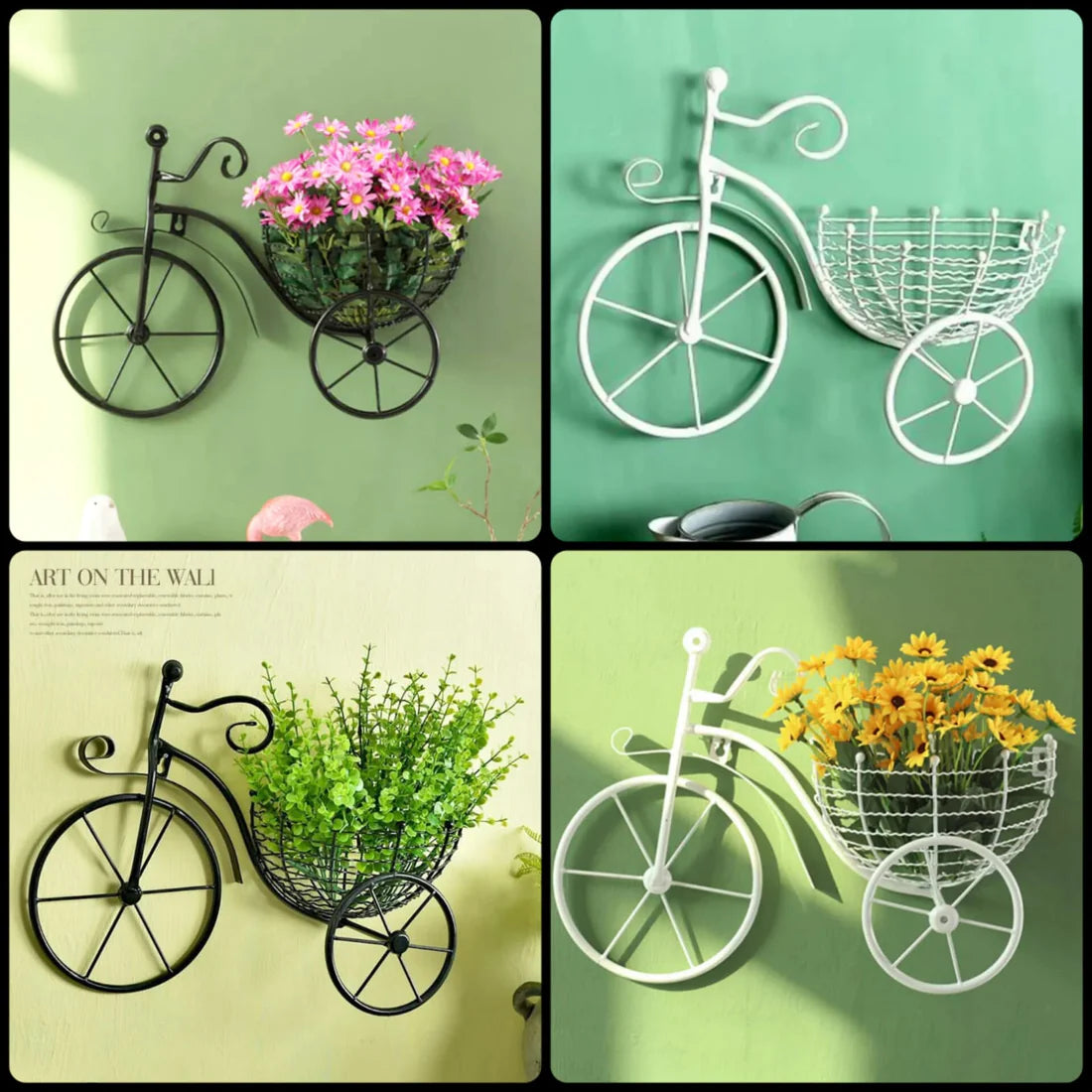 Bicycle Design Wall Basket For Home Decoration (without flower)