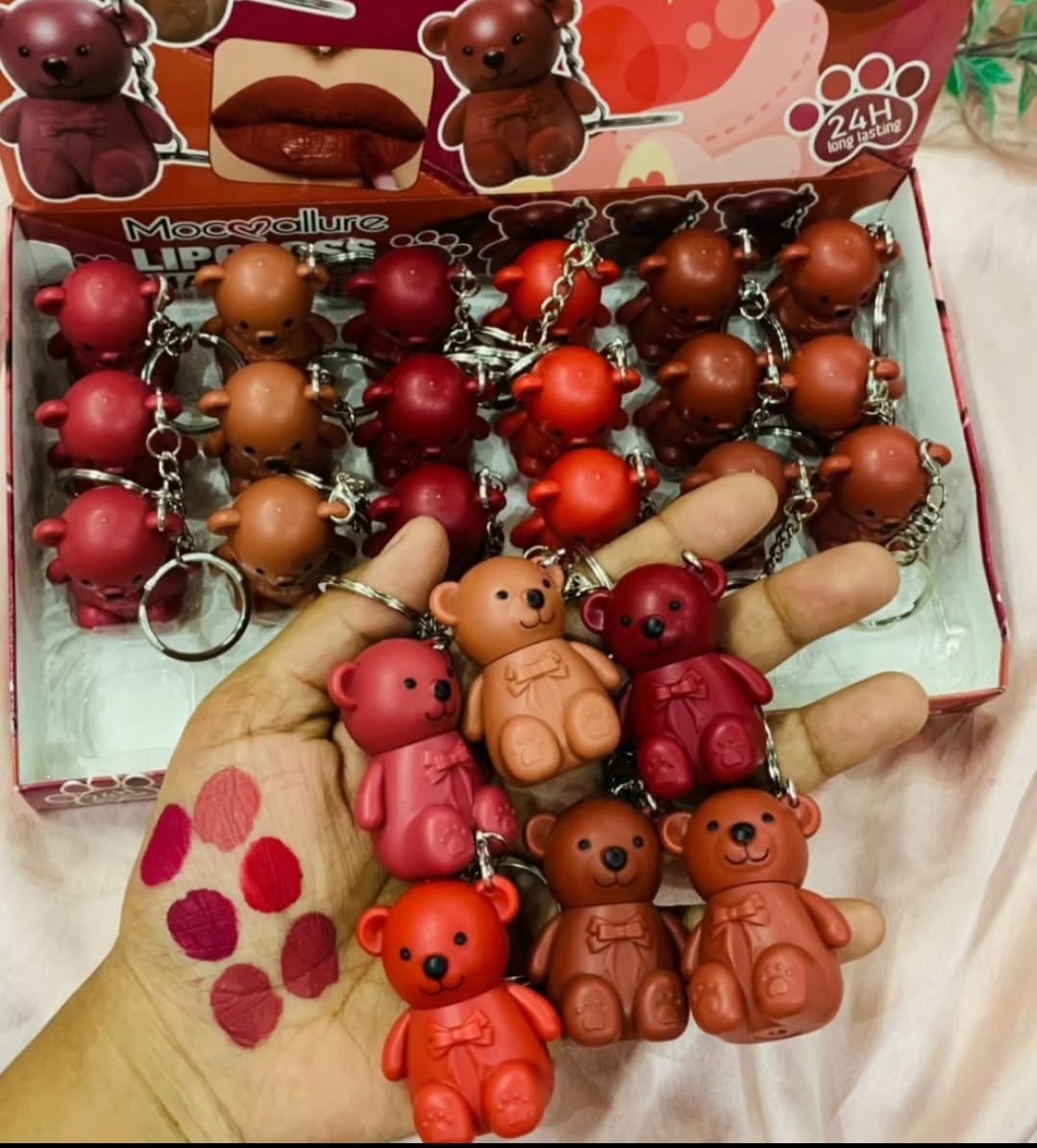 Pack Of 6 Cute Teddy Bear Shape Lipstick