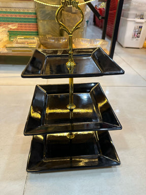 3 Tier Melamine Floral Serving Tray