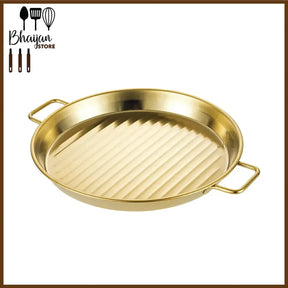 Stainless Steel Grill Pan Multipurpose Serving Grill Pan 7.5inch and 8.5 inch (Gold)