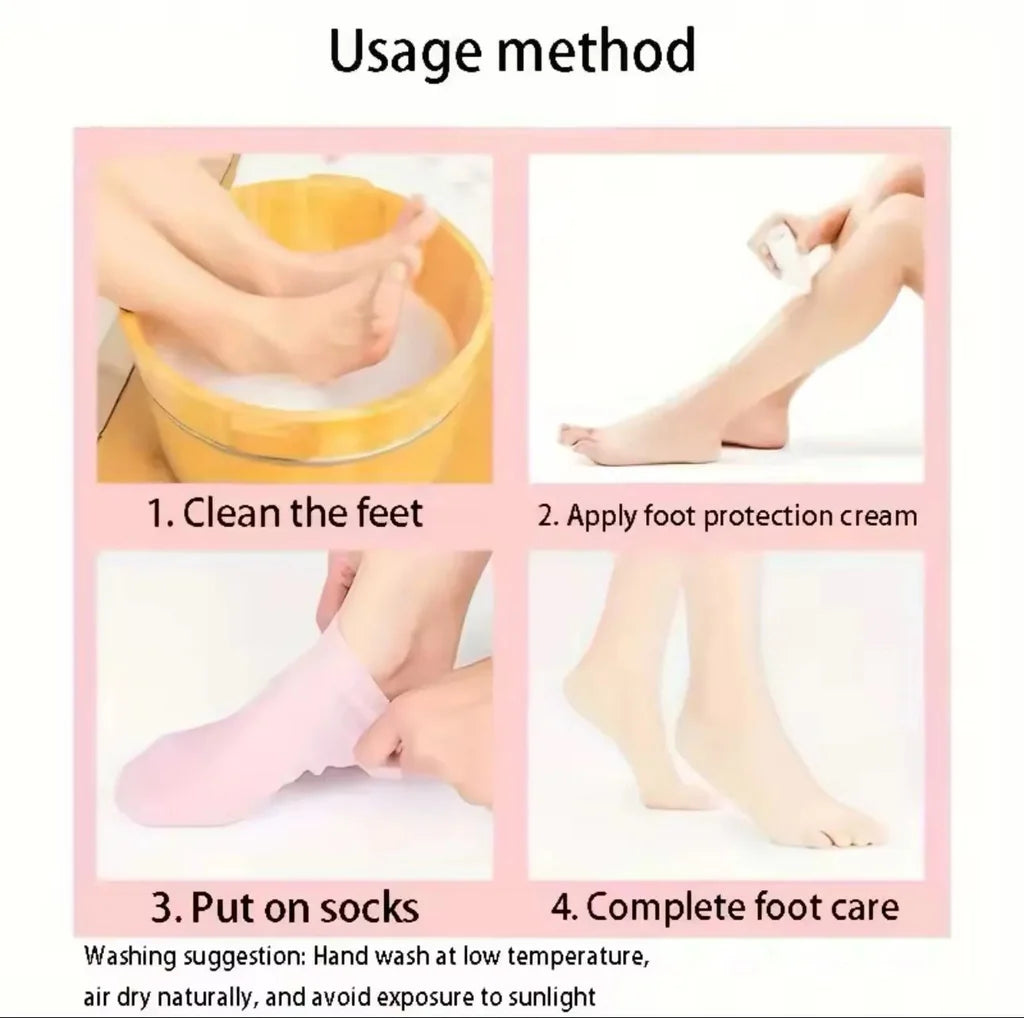 Moisturizing Socks & Gloves Set, Silicone Moisturizer Socks Gel Gloves Long Spa Socks Soft Aloe Gel Socks Foot Gel Socks Gloves for Dry Cracked Feet Hands Softening (SET OF 1)