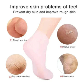 Moisturizing Socks & Gloves Set, Silicone Moisturizer Socks Gel Gloves Long Spa Socks Soft Aloe Gel Socks Foot Gel Socks Gloves for Dry Cracked Feet Hands Softening (SET OF 1)