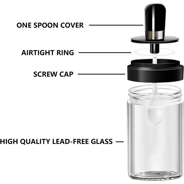 2pcs Glass Jar with Spoon and Cover