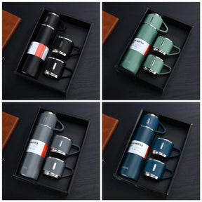 Vacuum Flask Set With 3 Cups- 500-ML Bottle Gift Pack - Hot & Cold