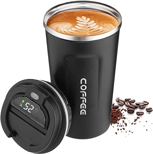 Smart Digital Coffee Mug, Temperature Display Coffee Mug, Portable Tumbler Thermos Cup,Car Thermos Coffee Mug Travel Mug with Leak-proof Lid for Coffee, Tea, Cold Beverage, Ice Drinks, Travel Thermal Bottle