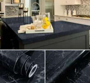 Self Adhesive Black Marble Sheet Sticker For Kitchen, Cupboard, Wall – Anti Oil And Heat Resistant Wallpaper (60*200)