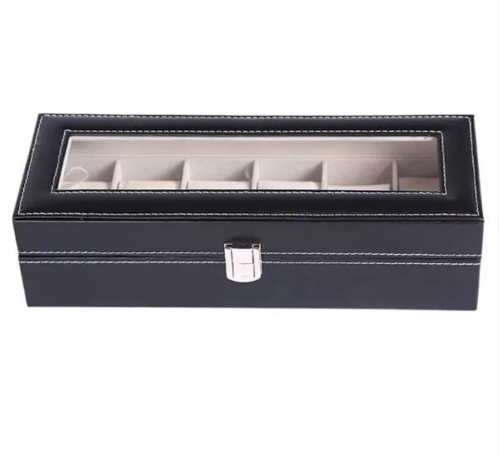 PU Leather Watch Storage Box (6 Slots)