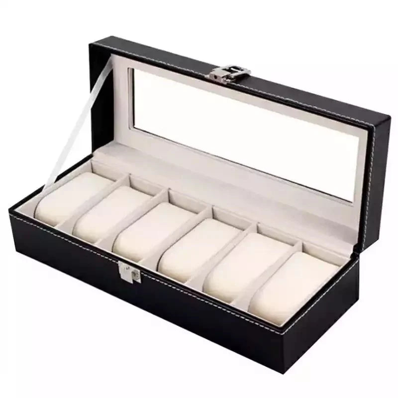 PU Leather Watch Storage Box (6 Slots)