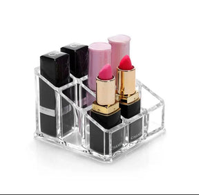 9 Slots Lipstick Display Stand Holder, Acrylic Lipstick Storage Box, Acrylic Makeup Organizer, Desktop Lipstick Display Storage Box, Cosmetic Nail Polish Storage Rack, Desktop Dressing Table for Lip Glaze Brushes Bottles