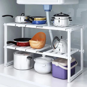 Double Layer Metal Adjustable Under Sink Shelf